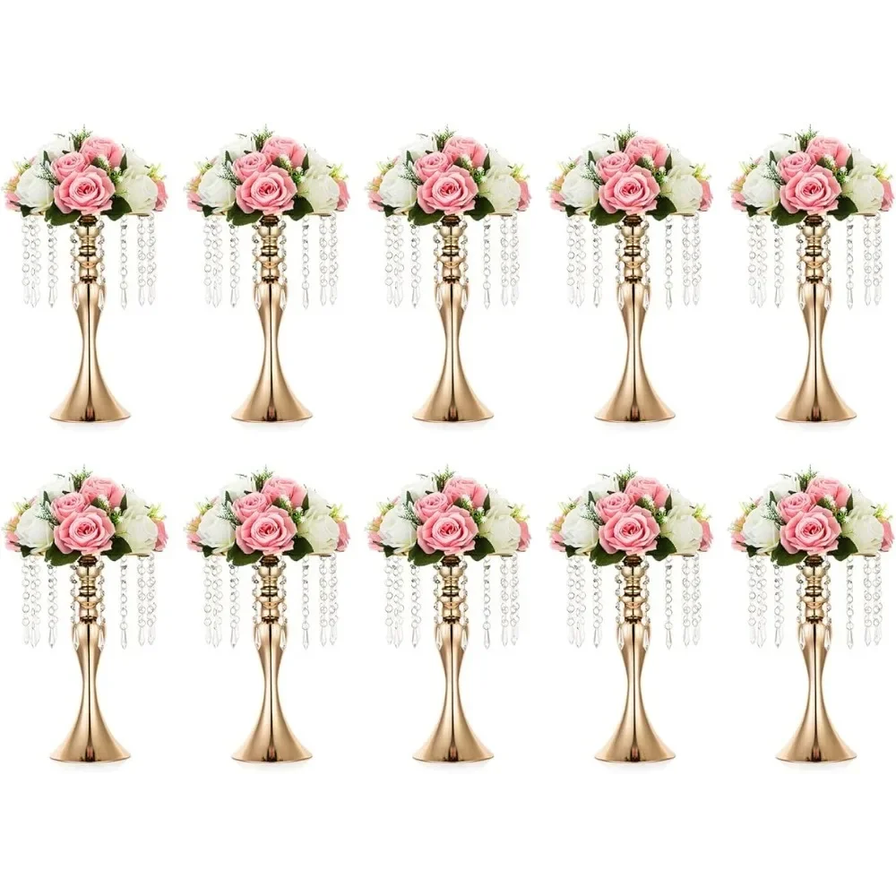 

10 шт. Универсальные Металлические цветы, высота 13,8 дюйма/35 см, элегантные свадебные центральные части, Цветочная ваза, бесплатная доставка