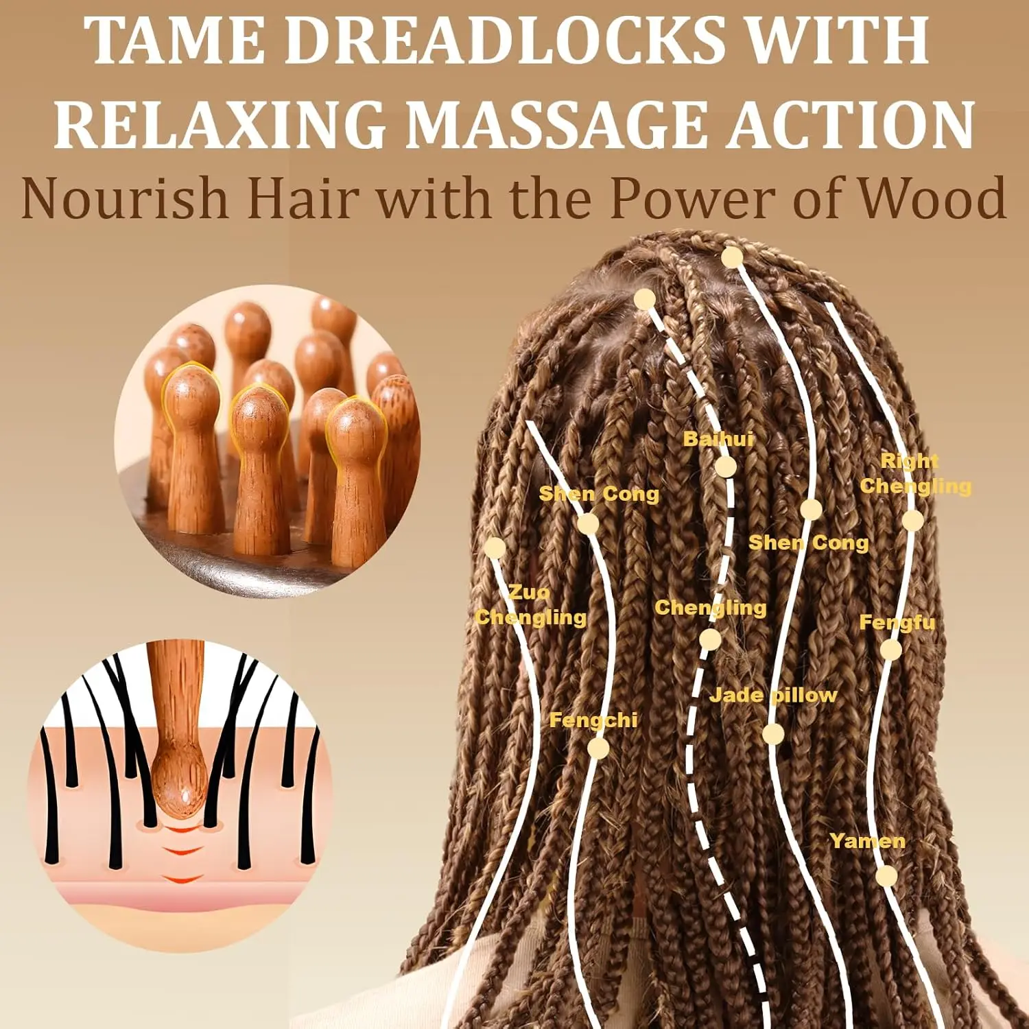 Cushion Massage Combs Double-Sided Sandalwood Cushion Comb Wooden Hair Brush for Hair Styling Anti-Static Scalp Stimulating