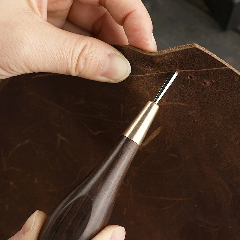 Fenrry Leather Stitching Awl Diamond Shape Ebony Hand Sewing Awl DIY Stitcher Taper Blackwood & Brass Craft Tool 1Pc leather tools,leather craft tools,leather craft tool