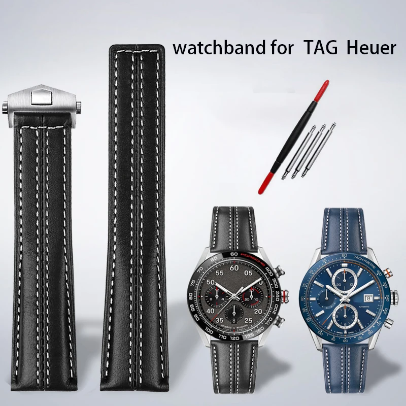 

Genuine leather watch strap for TAG Heuer Carlisla series Porsche co branded genuine leather watch strap accessories 22mm bracel