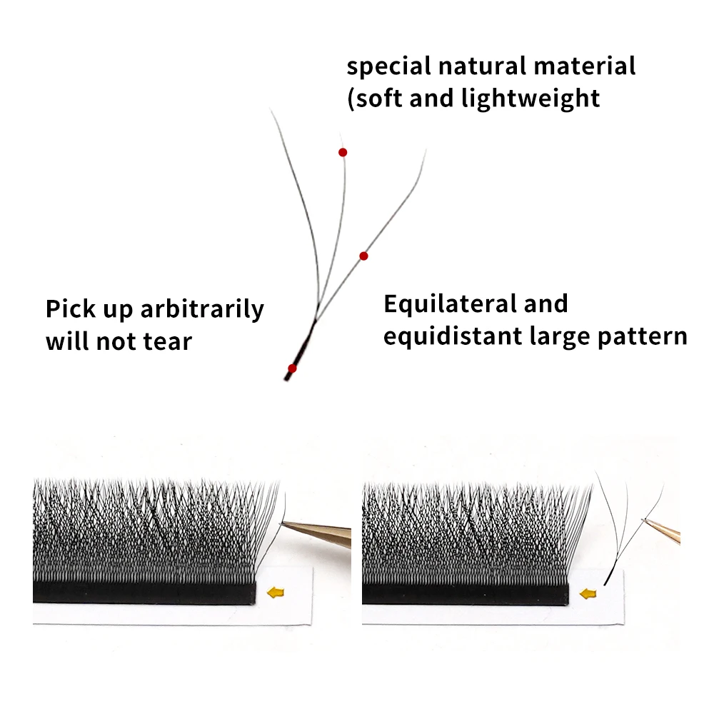 Eyelash Extensions 3D W Shaped Bloom Automatic Flowering Premade Fans Natural Soft Light High Idividual Lashes