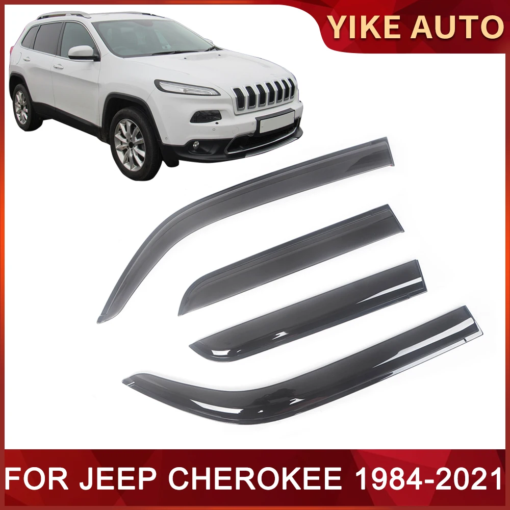 

Window Visor for JEEP CHEROKEE 1984-2021 Weathershie Door Visor Wind Sun Rain Guards Side Window Wind Deflectors Auio