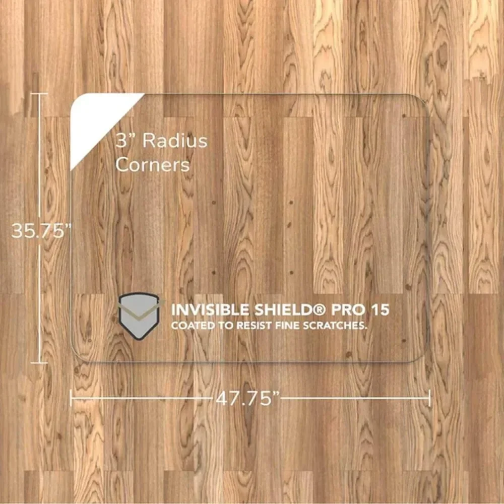 "ultra-clear glass desk mat - 36x48 inch, smooth glide, carpet protection"