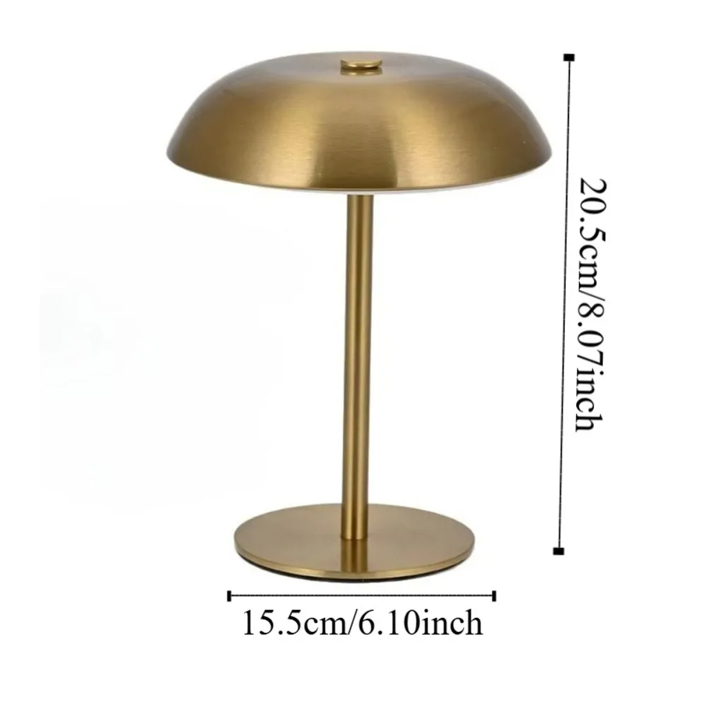 3-Color Lights Mushroom Table Lamp Touch Control Stepless Dimmable Metal Bedside Lamp Detachable Non-slip Bottom LED Desk Light