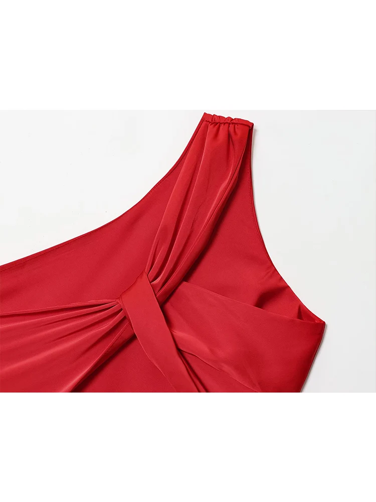 Elegant Women Asymmetric Shoulder Satin Dresses Fashion Party Club Evening Dress Ladies Sexy Backless Bodycon Holiday Long Dress