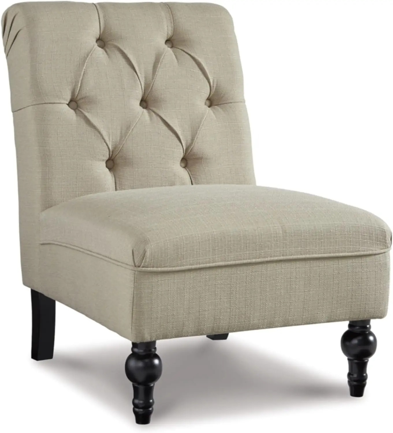 

16.38" Tufted Armless Accent Chair, Beige