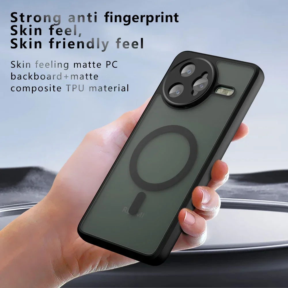 Shockproof Magnetic Matte Translucent Back Case with Skin Feel TPU Frame