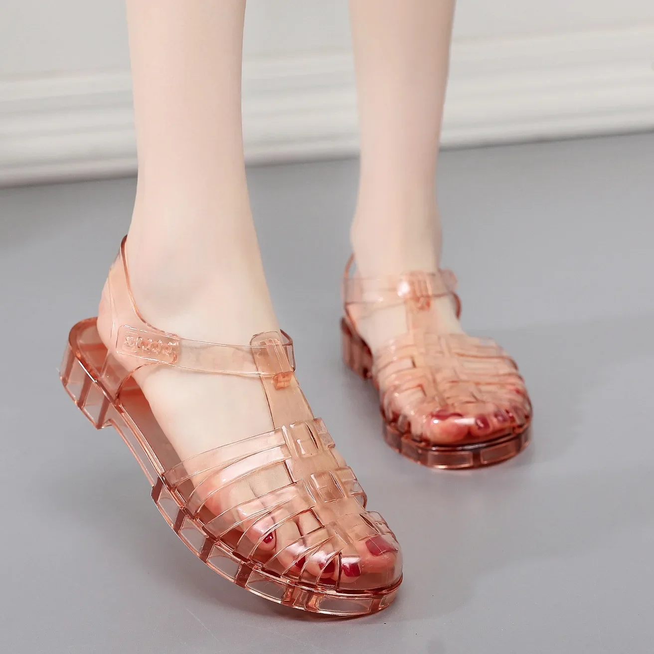 

New Jelly Crystal Women's Shoes Summer Roman Flat Bottom Fashion Women's Sandals Sandalias De Mujer Zapatos