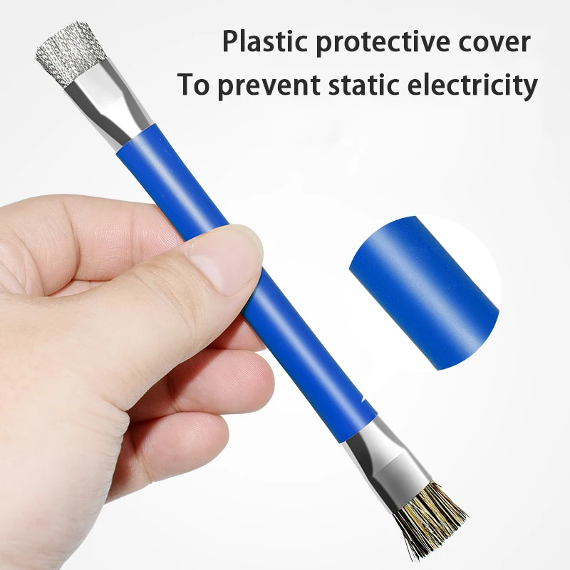 High Strength Hair Brush Phone Motherboard IC Cleaning Horse Hair Brush Double Side ESD Safe Brush New Anti-Static PCB Cleaning 6