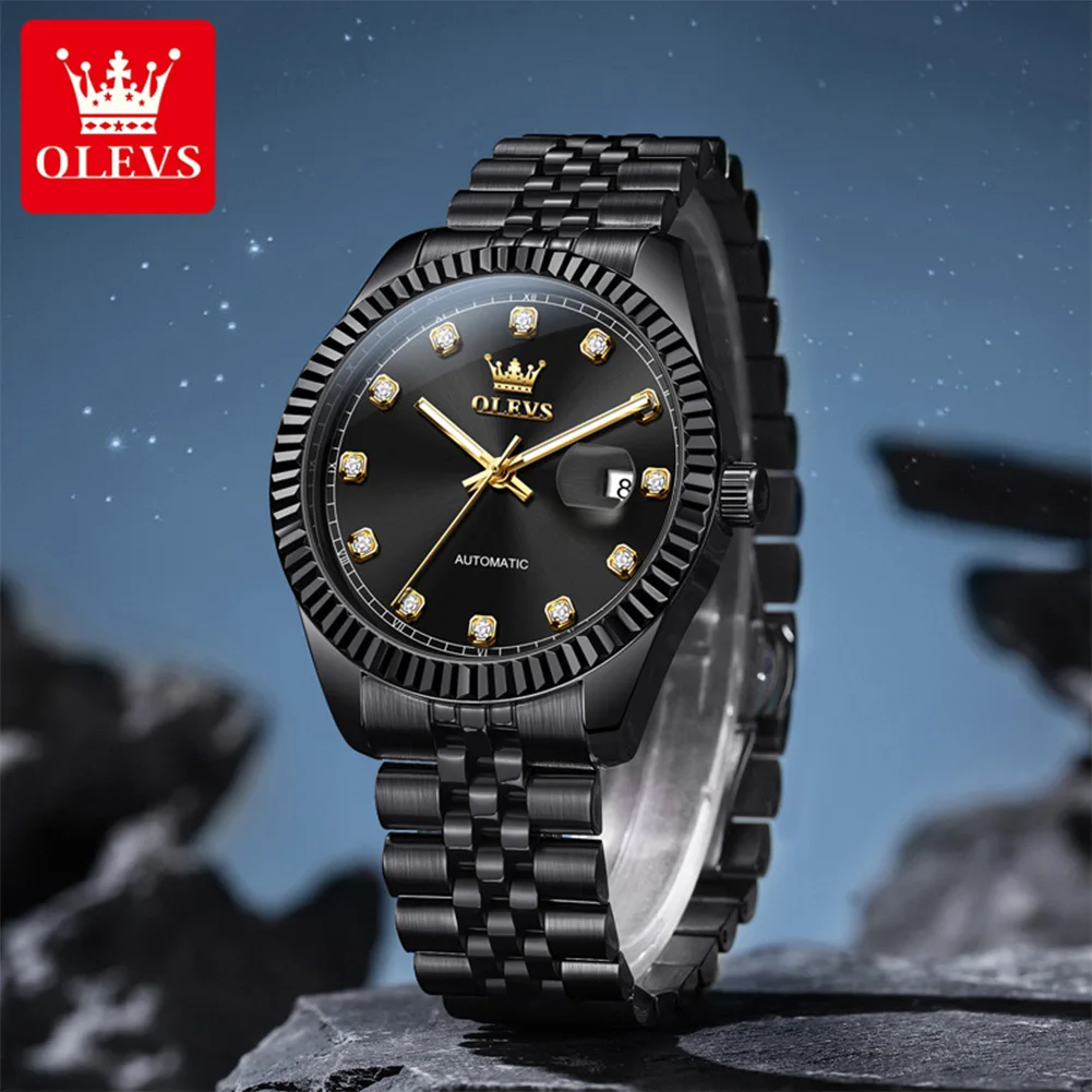 OLEVS 6743 Man Watch Stainless Steel Waterproof Auto Date Luminous Men's Automatic Mechanical Wristwatch Luxury Top Brand Watch