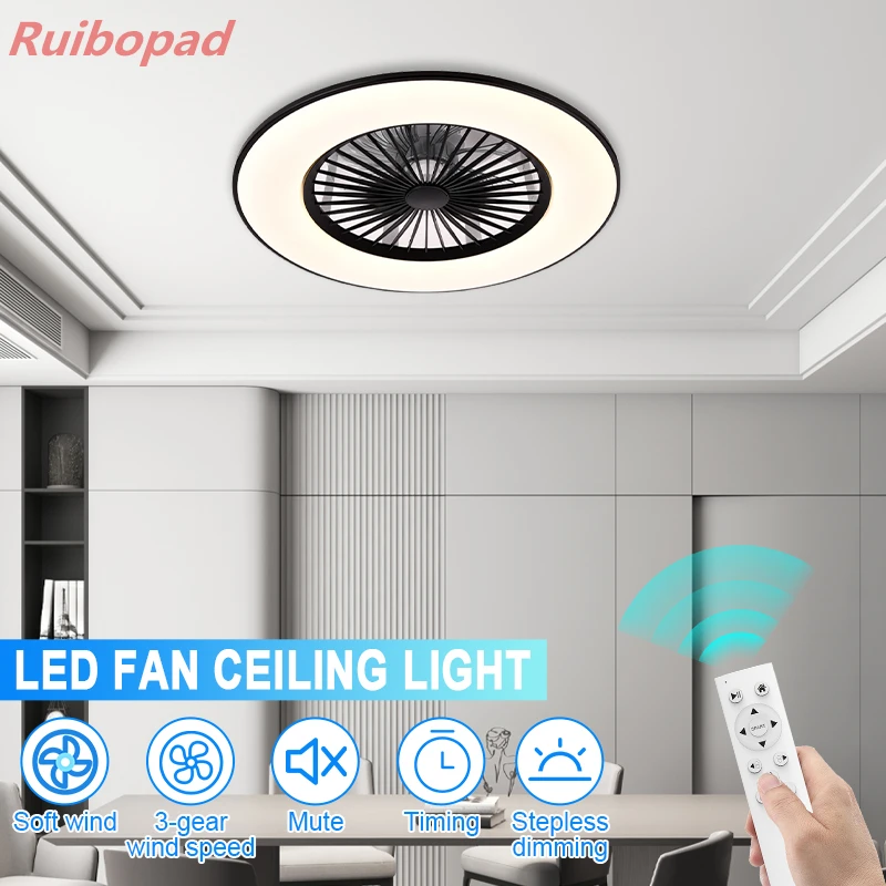Smart 56cm Round Ceiling Fans Lamp Low Ceiling Dining Bedroom Home Led Light Remote Control Fan ceiling fan led ceiling fan lights led fan light