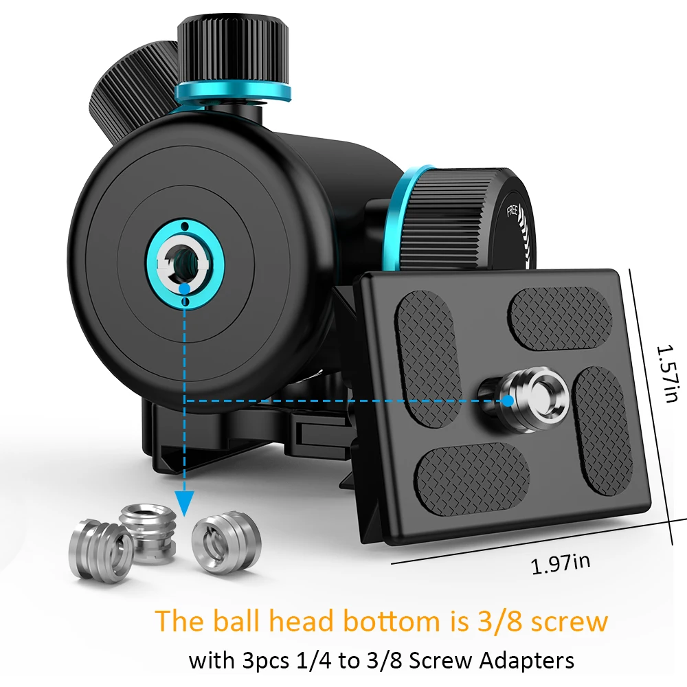 Andoer TB81X Tripod Ball Head 360 Degree Rotating Panoramic Ball Head with Quick Release Plate for Tripod Monopod DSLR Camera