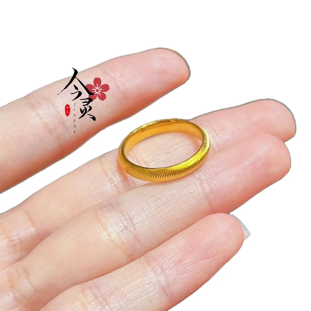 9999 24K real gold Plain Ring Seiko Cat Eye Ring fashion simple couple ring first jewelry