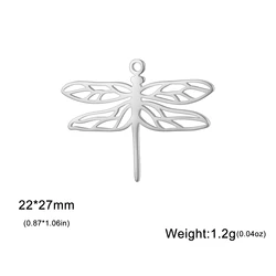 Gold Dragonfly Charm Pendant for DIY Jewelry Making - Stainless Steel Insect Design (A - Steel Color)
