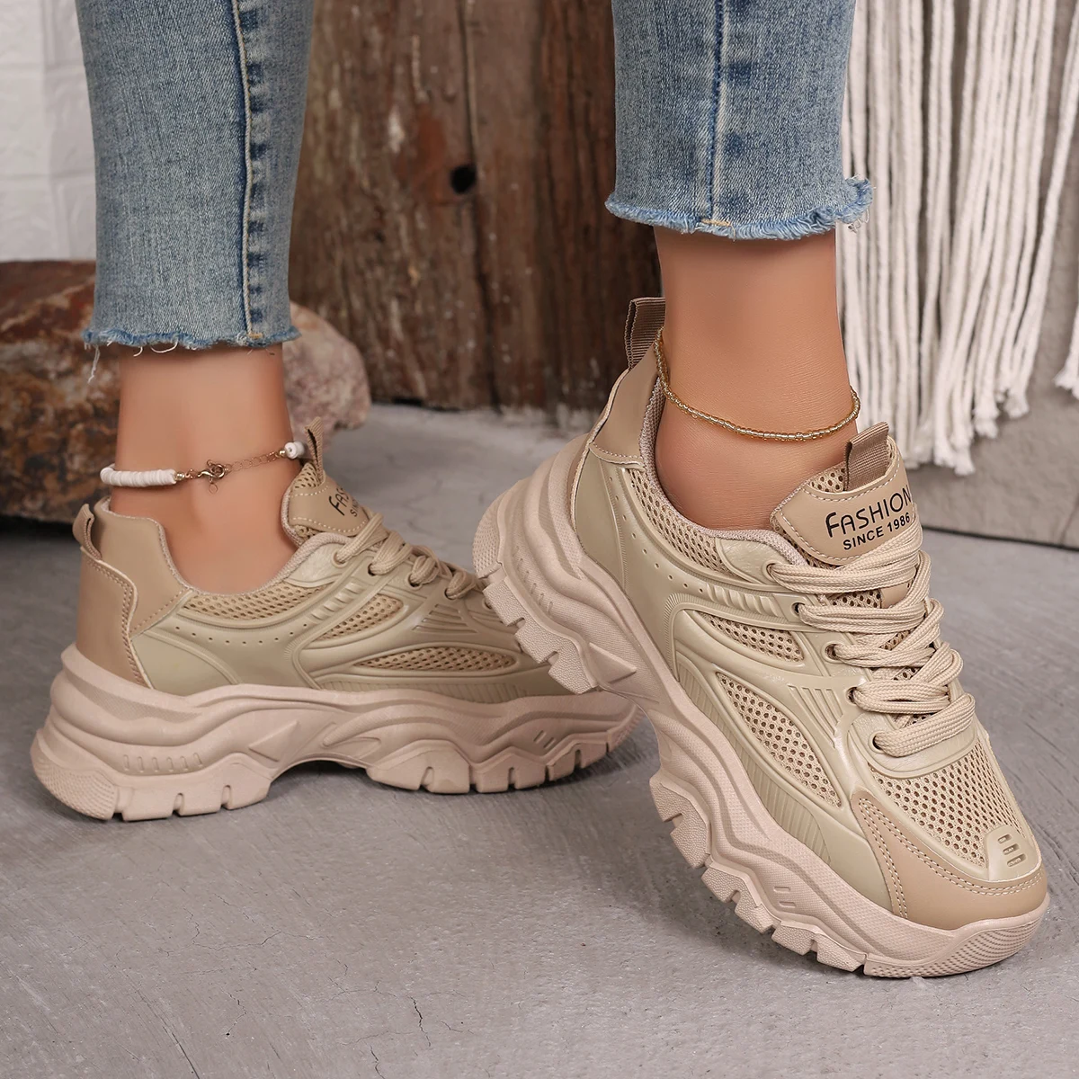 Flats Shoes Women's Sneakers Platform Casual Breathable Sport Shoes With Velcro main image 0
