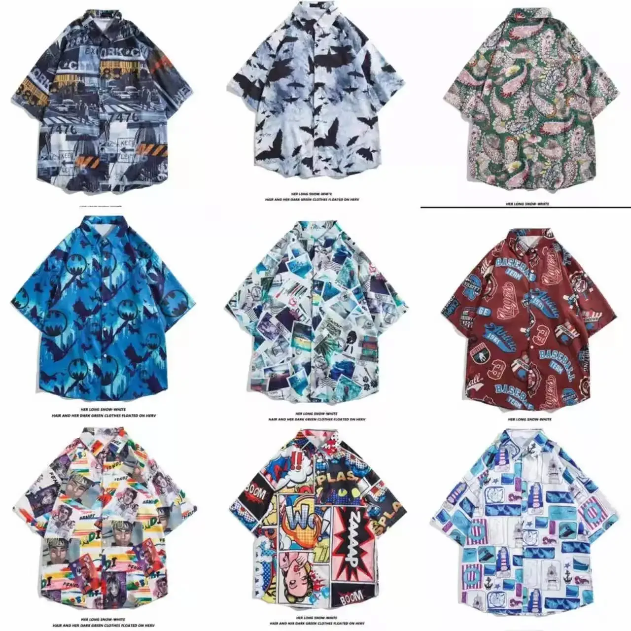 

Hawaiian Shirt Men's Retro Flavor Leisure Loose Fitting Hong Kong Style Tops Beach Vacation Couple Short Sleeve Shirts Wholesale