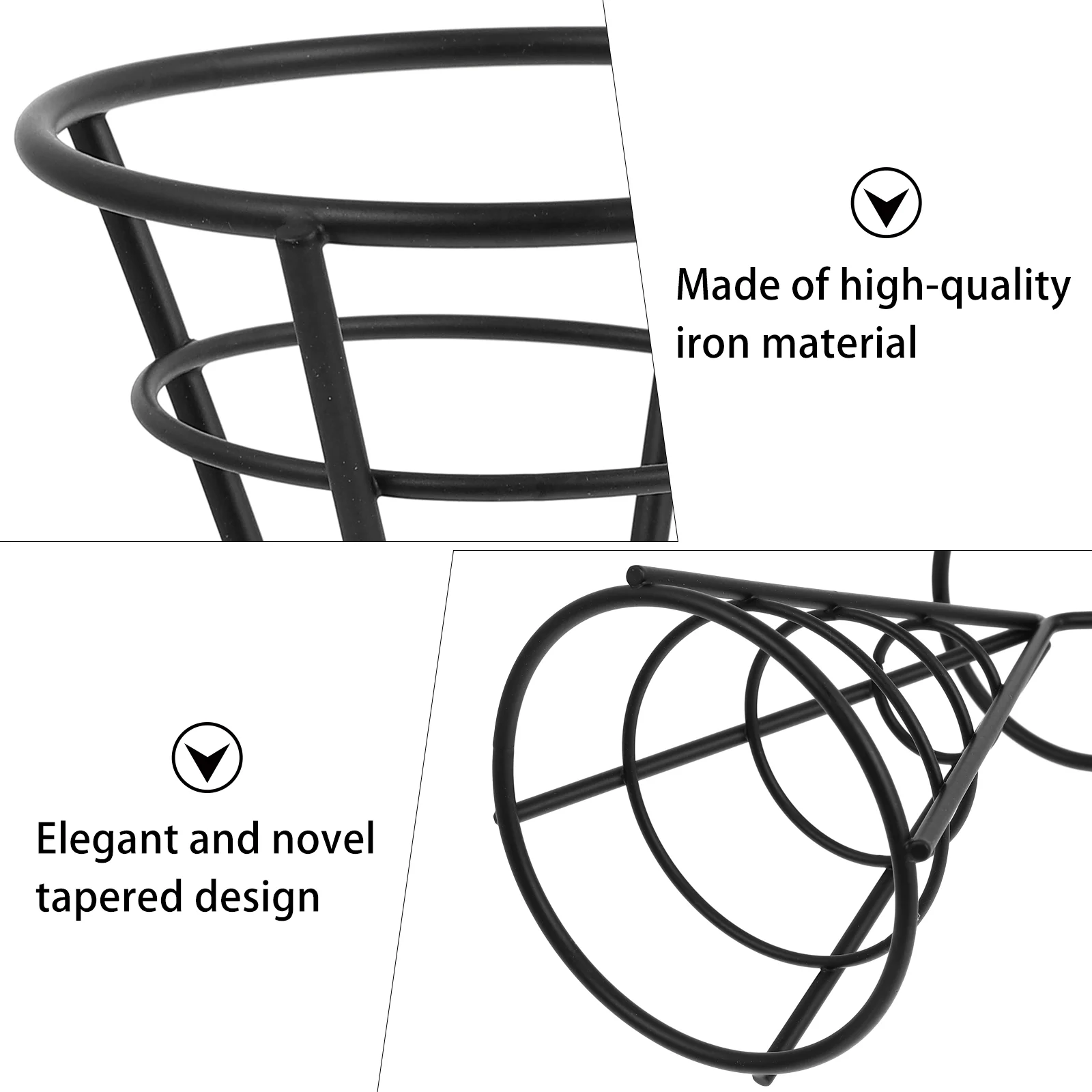 Black Iron French Fries Stand Snack Basket Holder Dinnerware Sets Fry Bracket Cone Basket Kitchen Dining Bar Food Containers