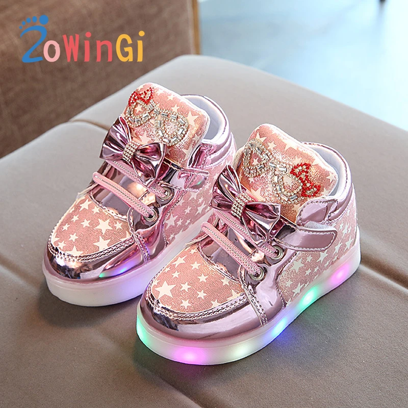 Zapatillas de deporte zapatos deportivos informales con luces Led, de princesa, talla 21 30|Zapatillas deportivas| AliExpress