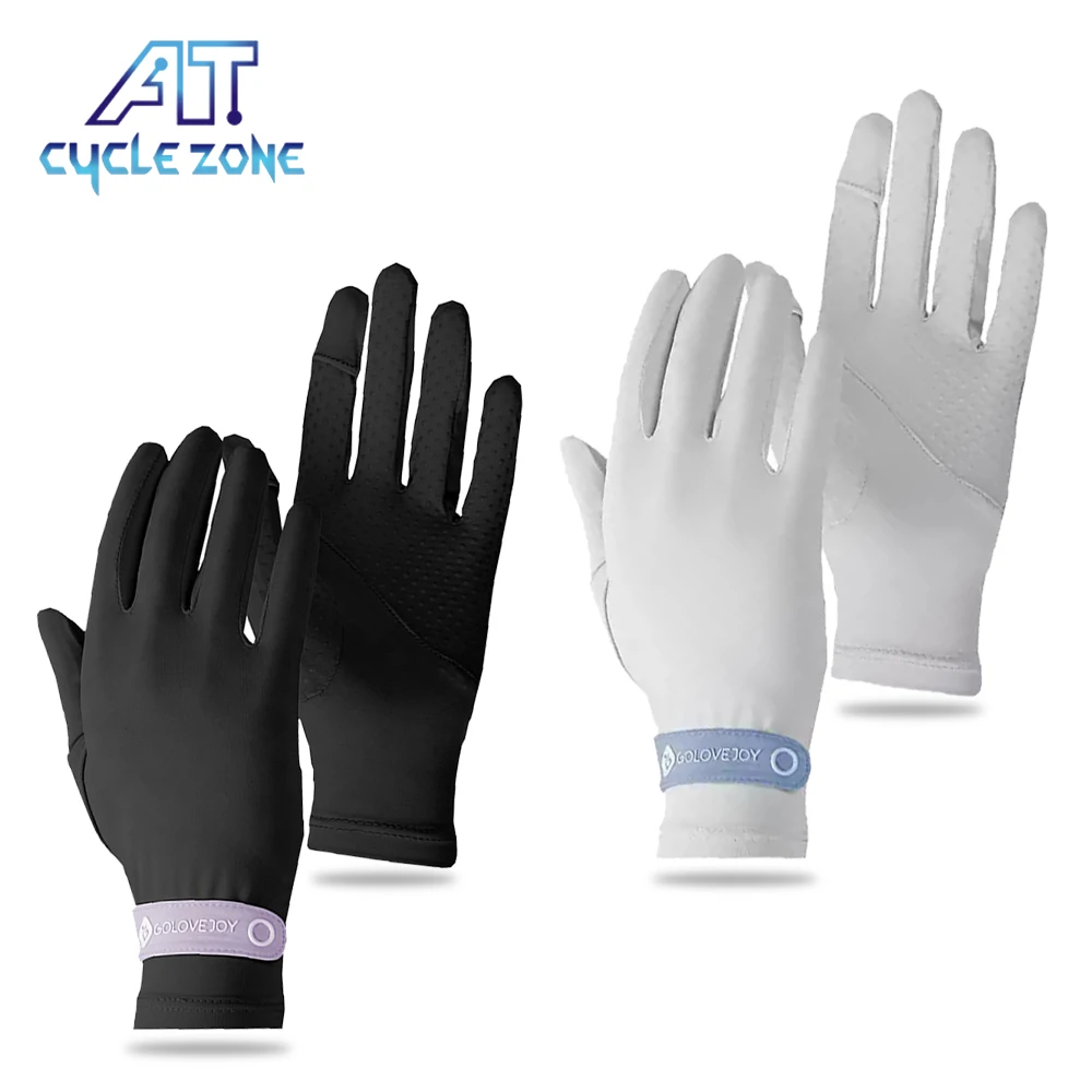 

Summer Ice Silk Sunscreen Gloves Thin Silicone Anti-slip Breathable Gloves Cycling Sports Bicycle Mtb Anti-UV Ice Silk Gloves