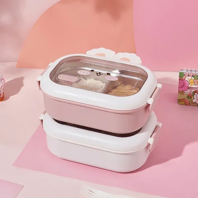Boîte à déjeuner en forme de lapin mignon, boîte à Bento en acier inoxydable pour enfants et écoliers, boîte à repas scellée, conteneurs alimentaires portables anti-fuite 5