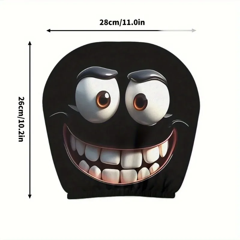 2-Pack Smiley Face Car Pillow Covers - Soft Polyester Headrest Covers with Fun Print, Machine Washable for Seat Decoration