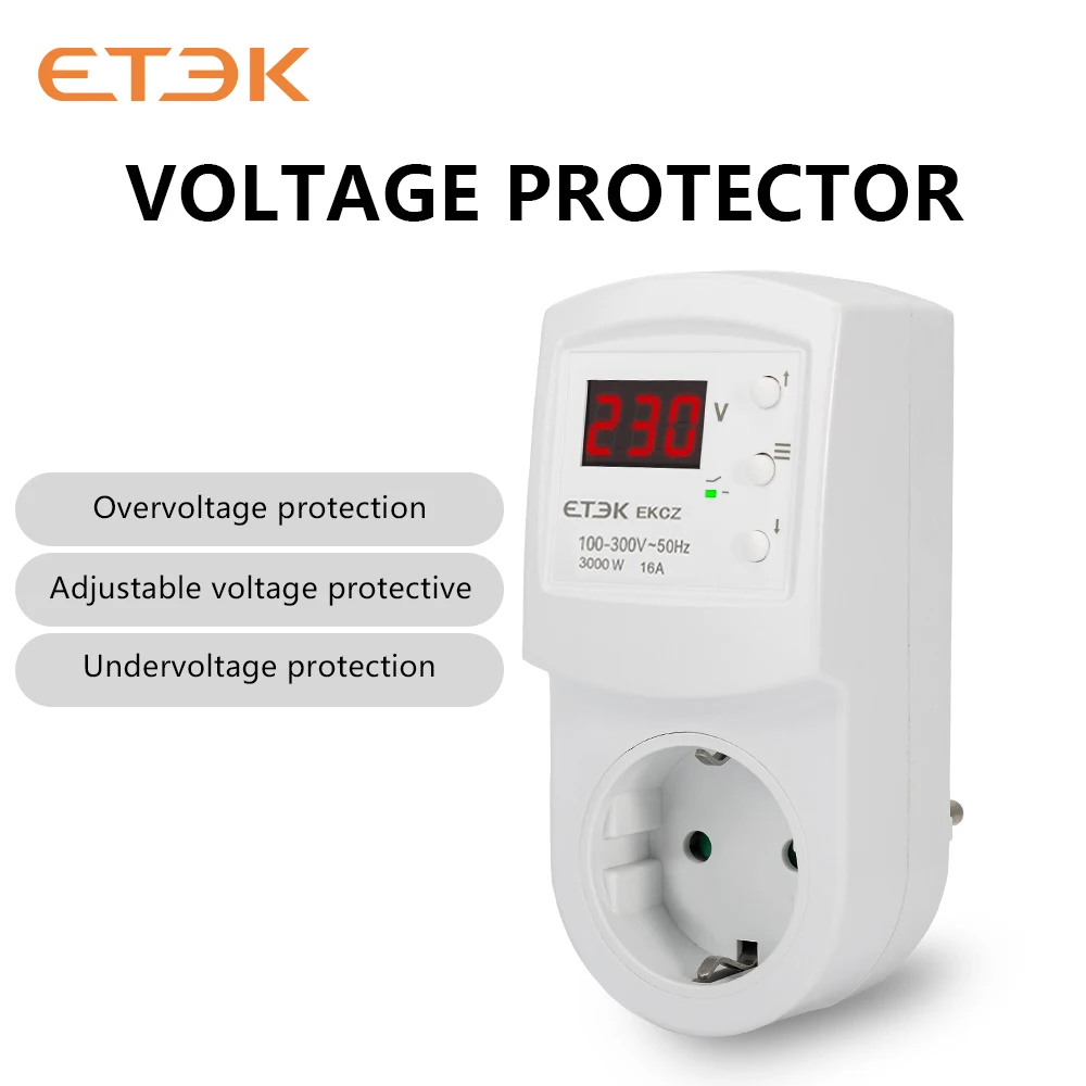 Advanced Overvoltage Protection Relay (16A, AC 140-300V) - Multifunctional Electronic Plug and Socket