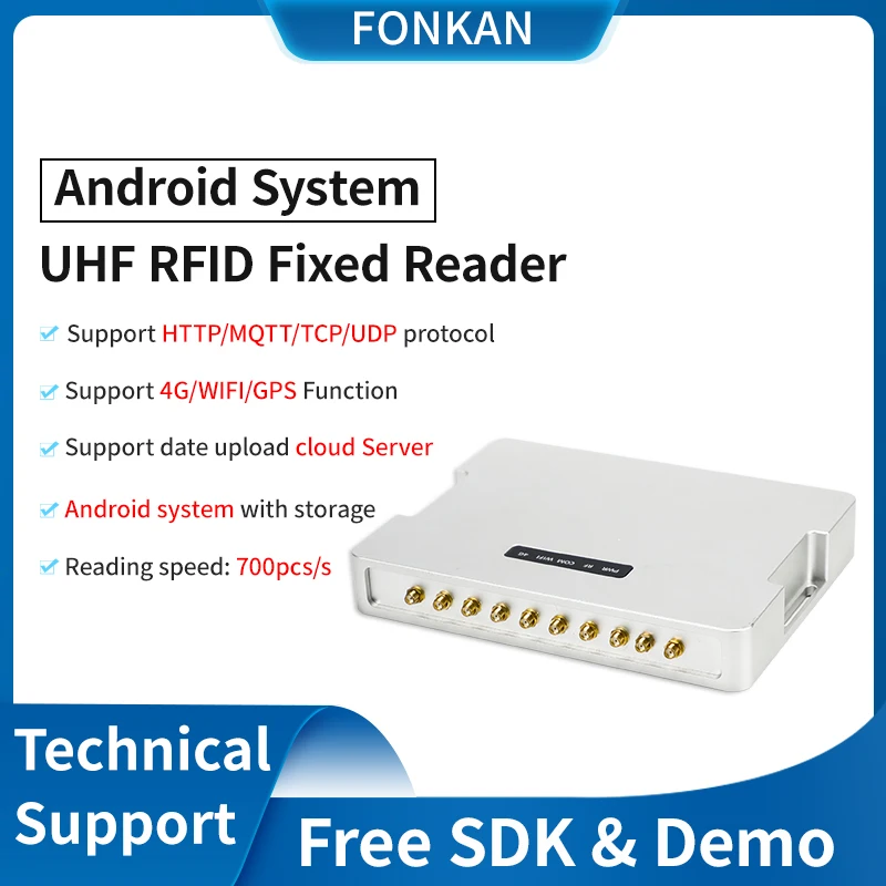 

Long Range Fixed Reader 8 Antenna Ports E710 UHF RFID Android7.1 System Support HTTP MQTT TCP UDP for Warehouse Management
