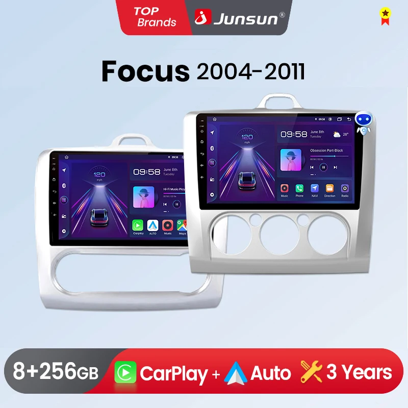 Junsun CarPlay Android Auto Car Radio for ford focus 2 3 Mk2 Mk3 2004-2011 GPS Intelligent Systems Stereo Multimedia Autoradio