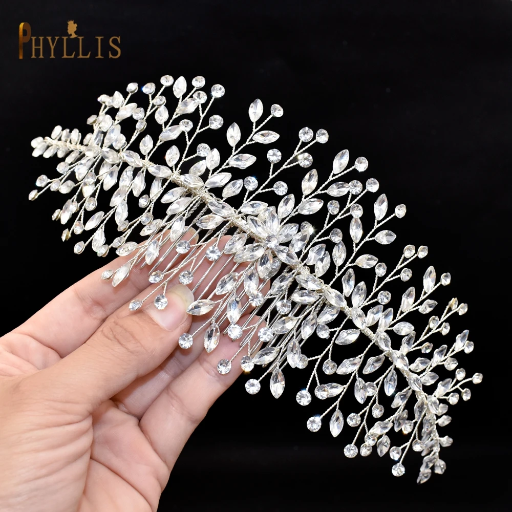 A455 Silver Bridal Hair Comb Luxury Wedding Hair Accessories for Brides Handmade Bridesmaid Hair Pieces Crystal Bridal Headwear
