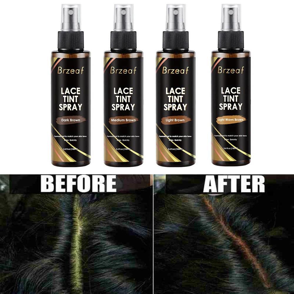 100ml Lace Tint Spray For Lace Wigs Dark Brown Middle Brown Light Brown Lace Tint Spray For Closures Wigs Hair Accessories