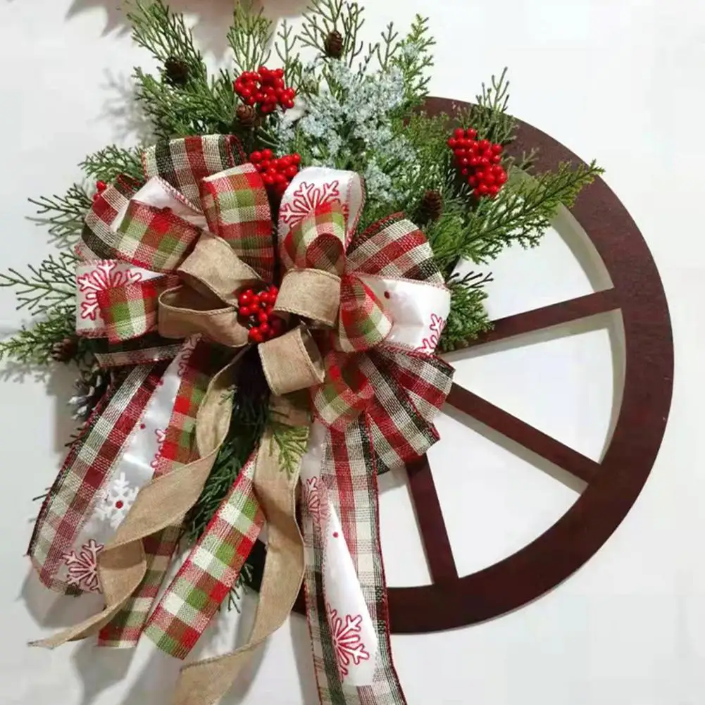 

Artificial Christmas Wreath Holiday Wreath Wooden Roulette Shape Christmas Wreath Ornaments Festive for Home for Christmas