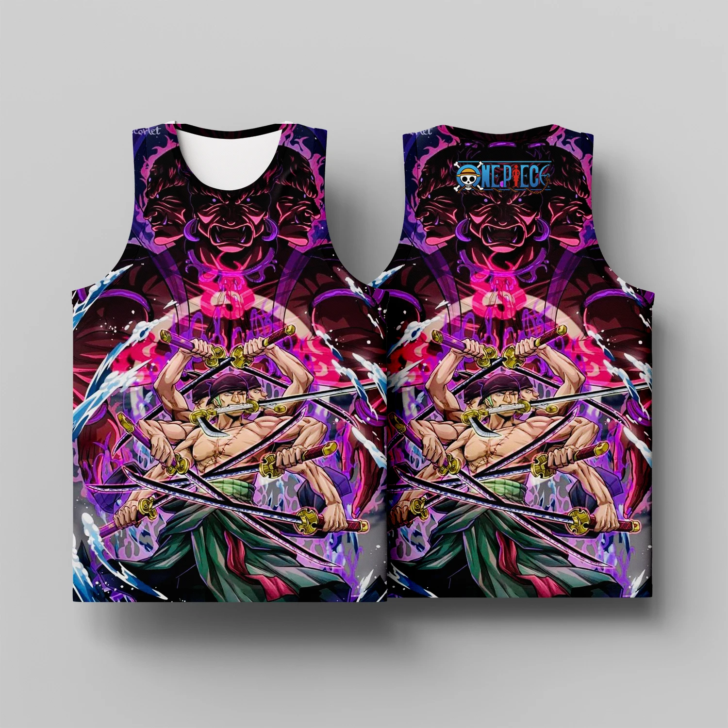 Summer Men's Clothing 3D Printed Luffy Zoro Basketball Vest Sleeveless T-Shirt Breathable Sweat-Absorbent Unisex Size Tops