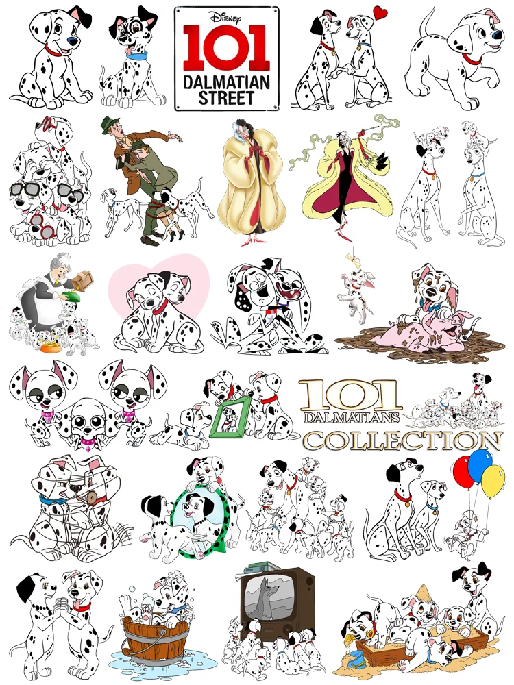 Disney 101 Dalmatians Dogs clothes stickers Iron on patches Cruella patch for kids Flex fusible transfer heat transfer stickers clothing patches