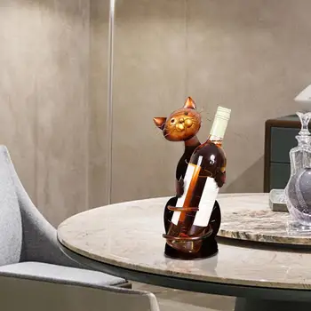 Creative Standing Cat Wine Holder Home Decor Animal Metal Sculpture Wine Display Stand Rack Kitchen Bar Centerpiece Decoration 5