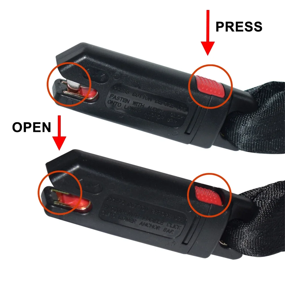 Update ISOFIX LATCH Belt Connector Child Baby Car Safety Seat Interface Connection Belts with ISOFIX Guide Grooves