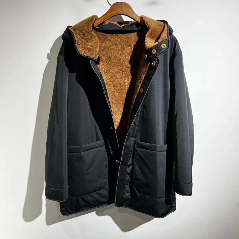 

Винтажный двухсторонний шерстяной пуховик 2023SS, водонепроницаемое и ветронепроницаемое дышащее пальто, повседневная мужская толстовка, куртки, уличная мода