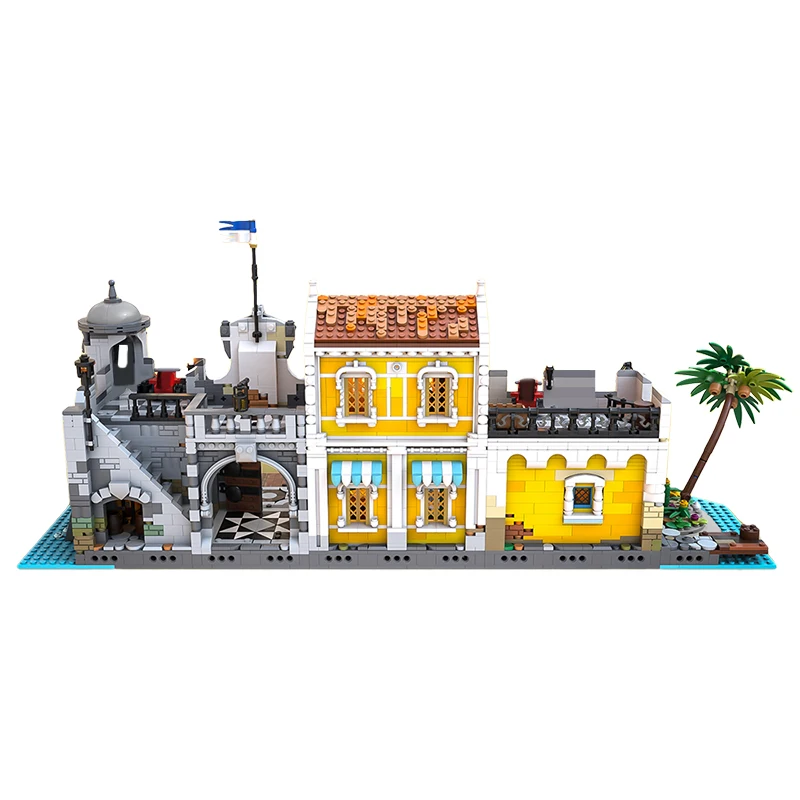 

MOC 21322 Seaside Island Pirate House Building Blocks Set Lagoon Lockup Revisited Port Town Hut Bricks Toys Children Kids Gifts