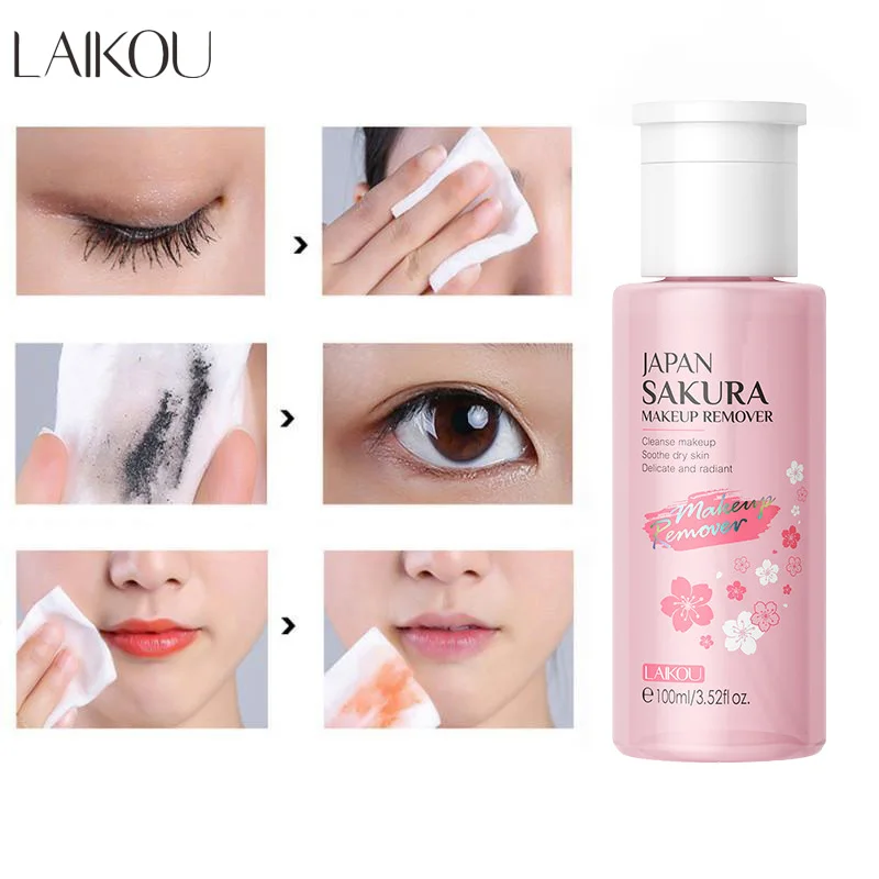 LAIKOU Portable Makeup Remover lashes Cleansing Liquid Water Lip Eye Gentle Care Make-Up Travel Skin Remover Face Skincare 100ml 3