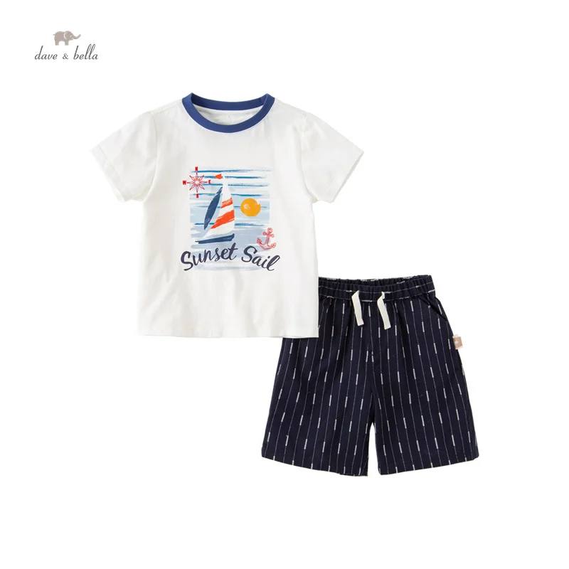 

Dave Bella Children's Suit Summer Boy's Two-Piece Pure Cotton Ventilate Cool Casual Outdoor Seaside Sport DB2233827