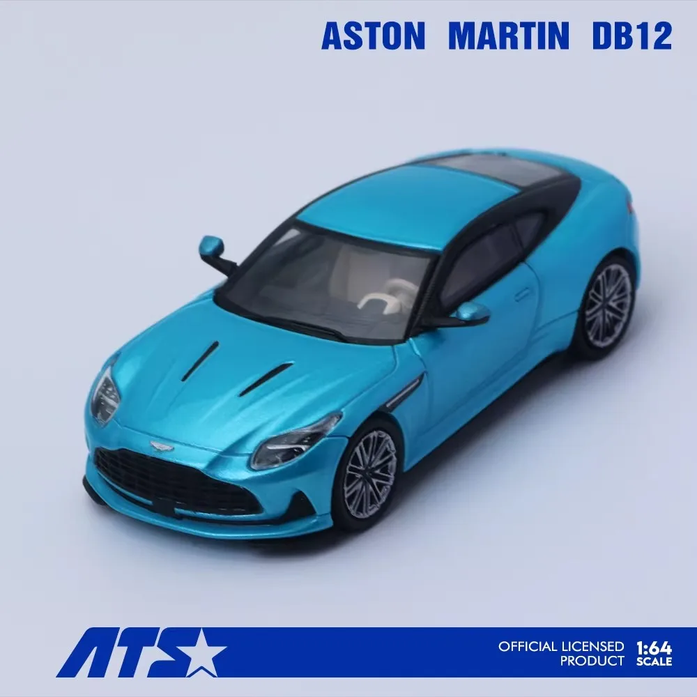 새로운 재고 있음 Ats 1:64 Aston Martin Db12 블루 합금 미니어처 다이캐스트 모델 Aston Martin 스포츠카 모델 장난감 장식품 어린이 선물