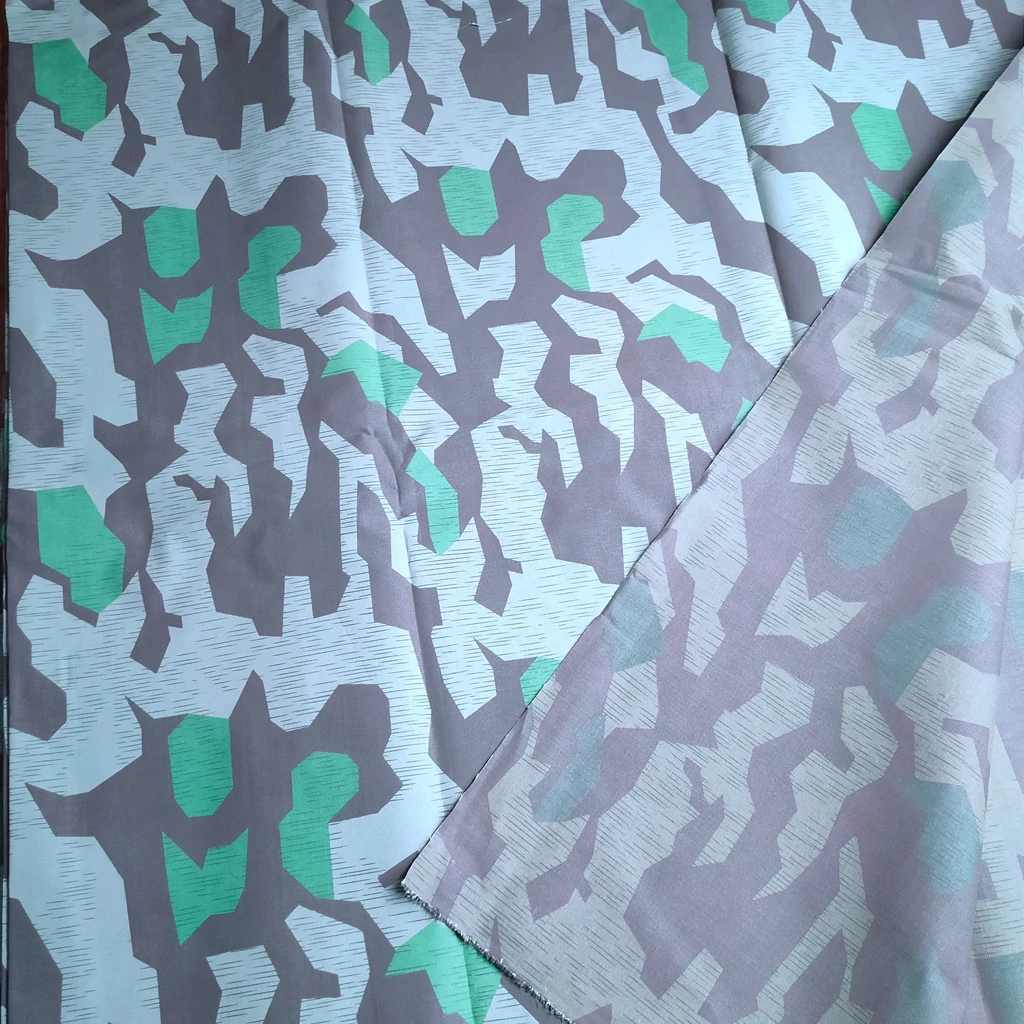 WW2 GERMAN ARMY SPLINTER CAMO REVERSIBLE CAMOUFLAGE FABRIC COTTON 150CM X 100CM UNIFORM REPAIR