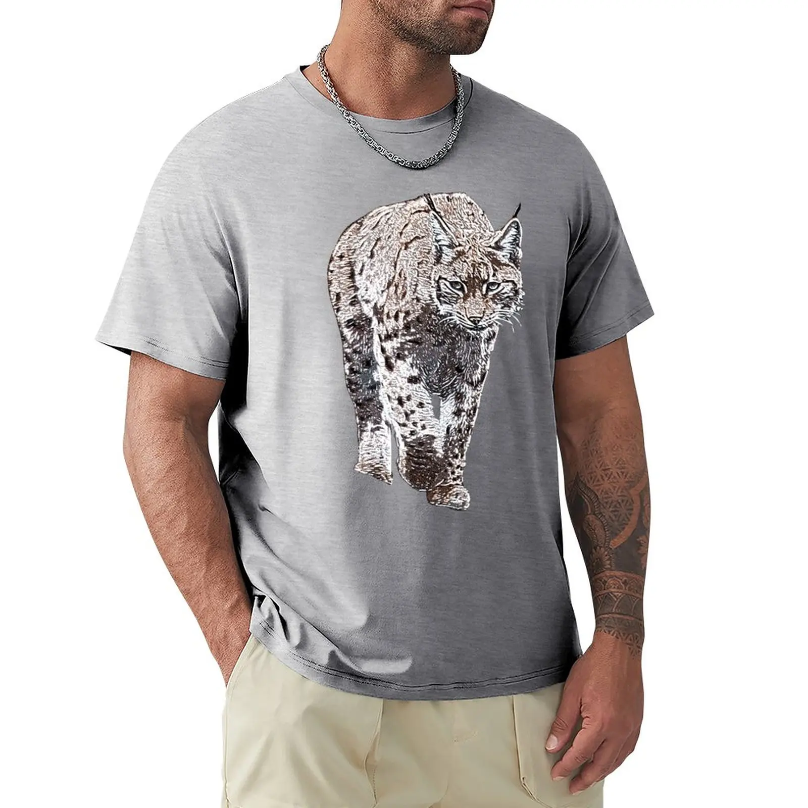 

Eurasian Lynx White Alternate Print T-Shirt sublime oversizeds mens graphic t-shirts funny