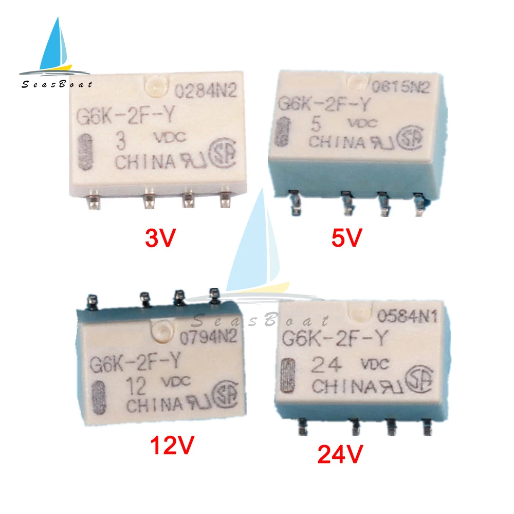 5Pcs/lot DC 3V 5V 12V 24V SMD G6K-2F-Y Signal Relay 8PIN For Module 10*6.5*5mm | Обустройство дома