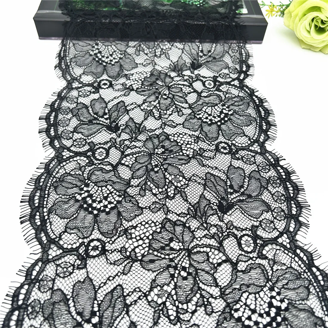 3y/Lot Width 8 1/2 inch 21.50cm Black Eyelash Underwear Lace Trim Lingerie Sewing Craft DIY Apparel Fabric Bra Lace Non-Elastic 4
