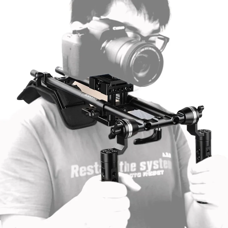 Pro Handheld Shoulder Mount Rig With Manfrotto Quick Release Baseplate Dual ARRI