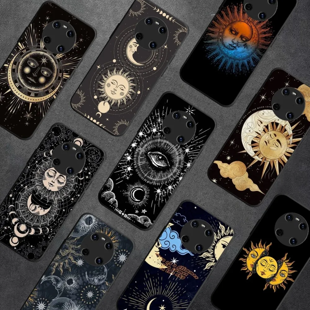

Funny Sun Moon Face Phone Case For Samsung A 13 21 30 31 32 51 52 53 70 for Huawei Honor 50 60 70 for OPPO vivo