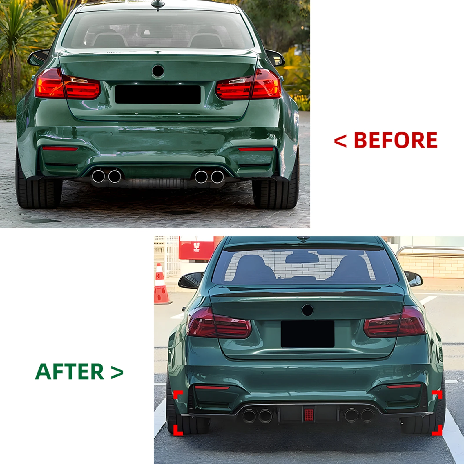 BMW F80 M3 F81 F82 F83 M4 2014-2019 리어 범퍼 디퓨저 립 카본 파이버 룩/글로스 블랙 테일 부트 스포일러 스플리터 가드