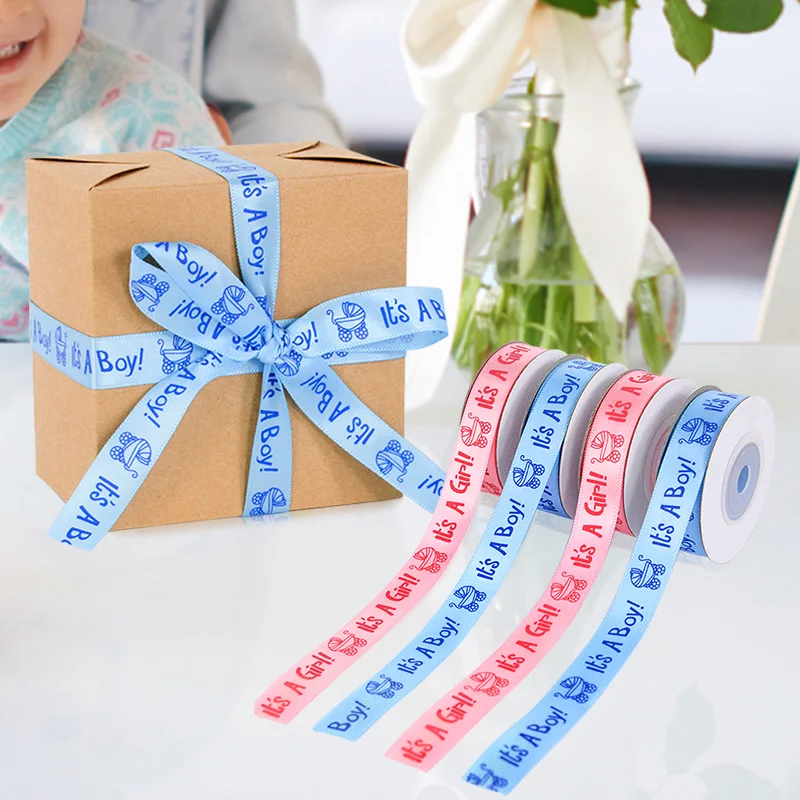 It's A Boy Baby Shower Ribbon - 10 Yard Blue Satin Party Gift Wrap Ribbon
