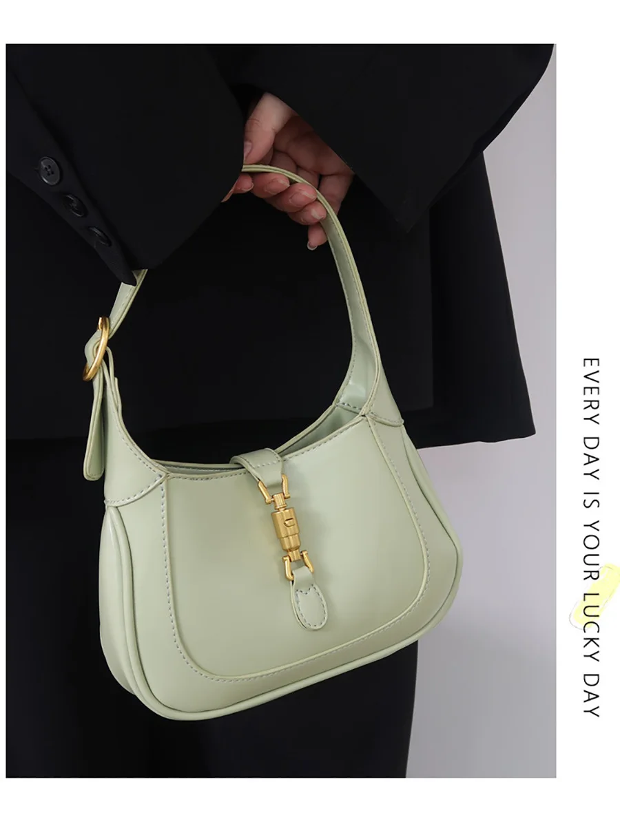 حقيبة تحت الإبط فرنسية صغيرة بإبزيم على شكل حصان ع...