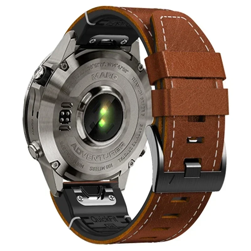 Premium Leather Silicone Watchband Bracelet - 26mm/22mm Strap